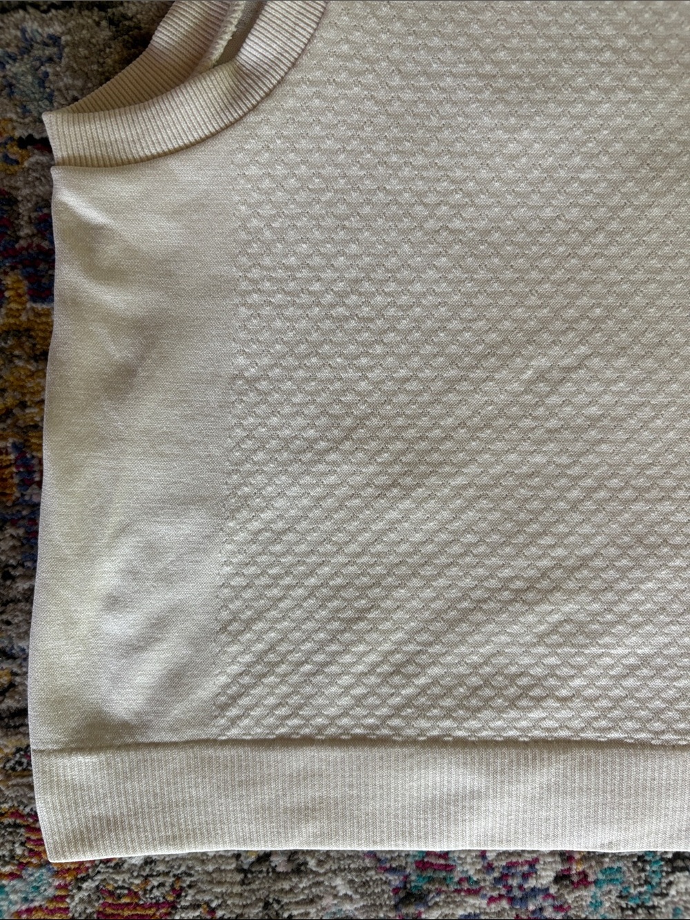 Varley sleeveless Cream Textured Crop Top - Picture 3 of 7